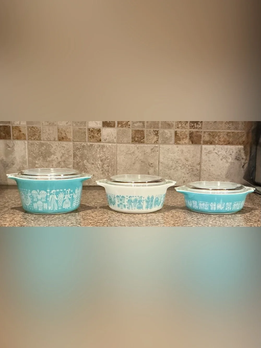Vintage Pyrex Amish Butterprint Casserole Set 471 472 473 with Lids, No Chips